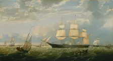 The Golden State Entering New York Harbor, 1854. Creator: Fitz Hugh Lane