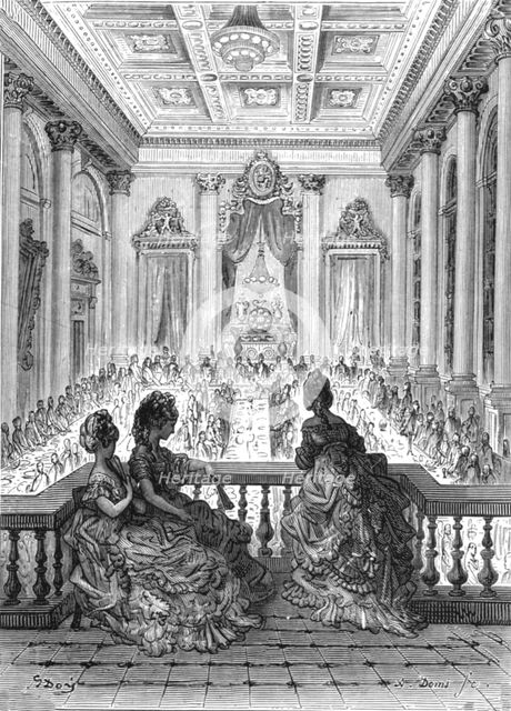 'The Goldsmiths at Dinner', 1872.  Creator: Gustave Doré.
