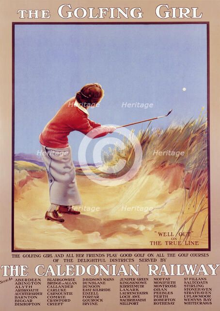 'The Golfing Girl', Caledonian Railway poster, c1910. Artist: Unknown