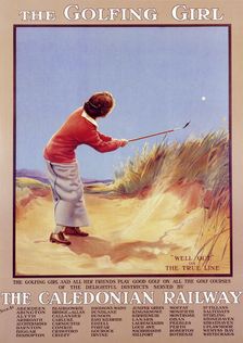 The Golfing Girl Caledonian Railway poster, c1910