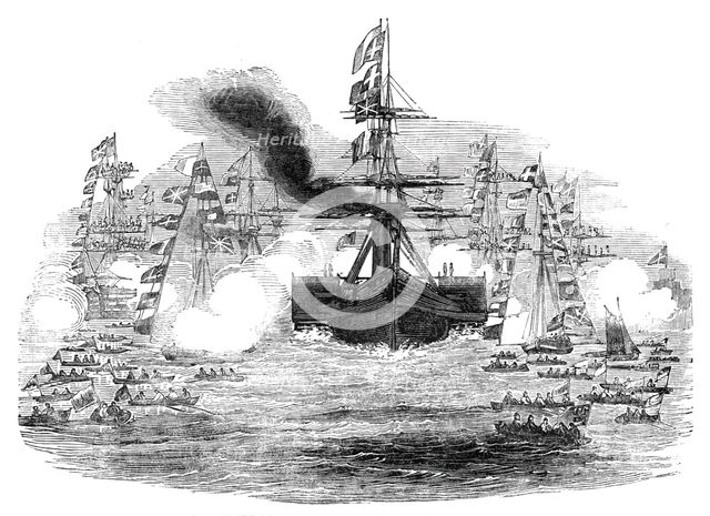 The Gomer Steamer coming into Portsmouth Harbour, 1844. Creator: Unknown.