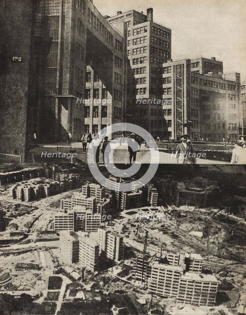 The Gosprom complex (Palace of Industry) in the Ukrainian city of Kharkov, 1933. Creator: Lissitzky, El (1890-1941).