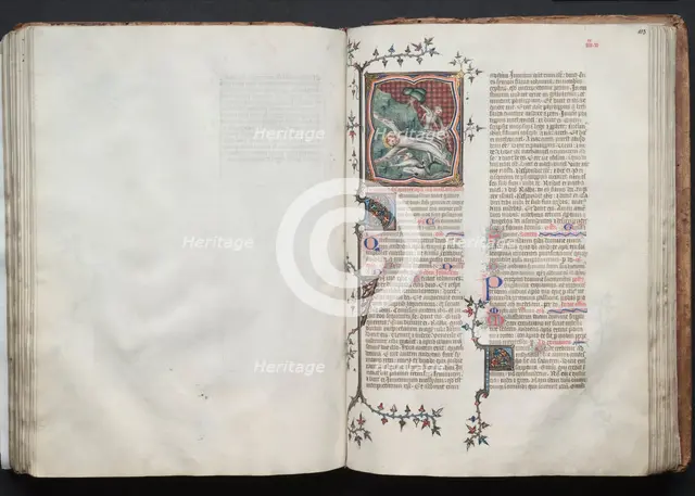 The Gotha Missal: Fol. 103r, St. Andrew Being Tied to the Cross, c. 1375. Creator: Master of the Boqueteaux (French); Workshop, and.