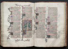 The Gotha Missal: Fol. 117v, St. Peter Tied Upside Down to Cross, c. 1375. Creator: Master of the Boqueteaux (French); Workshop, and