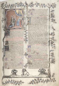 The Gotha Missal: Fol. 11r, Offering of the Souls; Bas-de-Page, Lions , c. 1375. Creator: Master of the Boqueteaux (French); Workshop, and