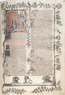 The Gotha Missal: Fol. 11r, Offering of the Souls; Bas-de-Page, Lions , c. 1375. Creator: Master of the Boqueteaux (French); Workshop, and