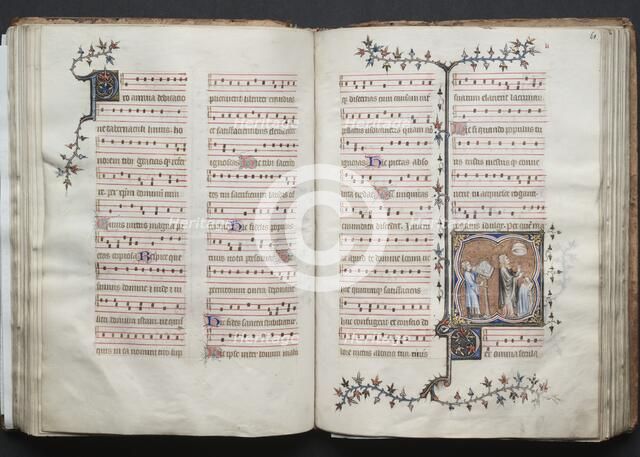 The Gotha Missal: Fol. 60v, Text, c. 1375. Creator: Master of the Boqueteaux (French); Workshop, and.