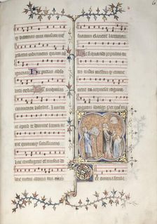 The Gotha Missal: Fol. 61r, A Priest Singing the Office, c. 1375. Creator: Master of the Boqueteaux (French); Workshop, and