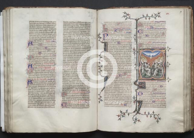 The Gotha Missal: Fol 79r, The Pentecost, c. 1375. Creator: Master of the Boqueteaux (French); Workshop, and.