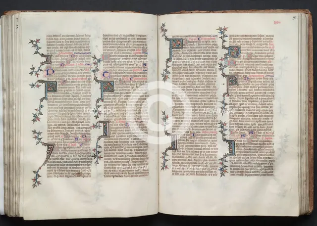 The Gotha Missal: Fol. 90r, Text, c. 1375. Creator: Master of the Boqueteaux (French); Workshop, and.