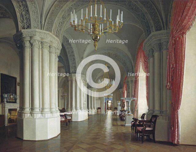 The Gothic Hall in the Winter Palace in Saint Petersburg, 1840s.  Creator: Yushkov, Fyodor Osipovich (1819-1876).