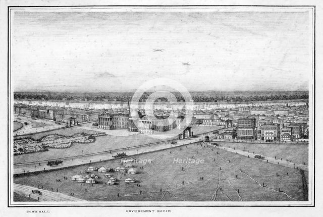 The Government House and Town Hall, Calcutta, India, c1840s.Artist: Frederick Fiebig
