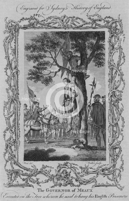 'The Governor of Meaux executed on the tree whereon he used to hang his English Prisoners', 1773.  Creator: William Walker.