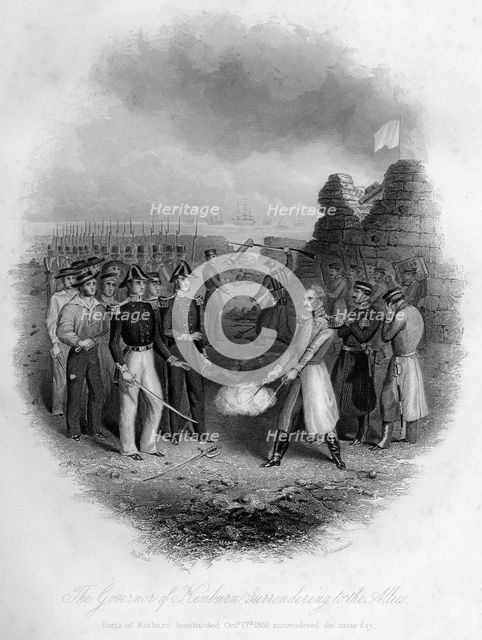 The Governor of Kinburn surrendering to the allies, Crimean War, 17 October 1855, (1857). Artist: G Greatbach