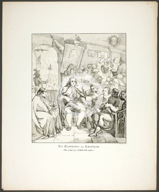 The Governor of Schopfheim, plate eight from Zehn Blätter zu Hebels Alemannischen..., 1820. Creator: Sophie Reinhard.