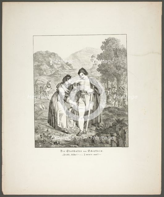 The Governor of Schopfheim, plate seven from Zehn Blätter zu Hebels Alemannischen..., 1820. Creator: Sophie Reinhard.