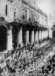 The governor inspecting the newly arrived troops, (1868), 1920s