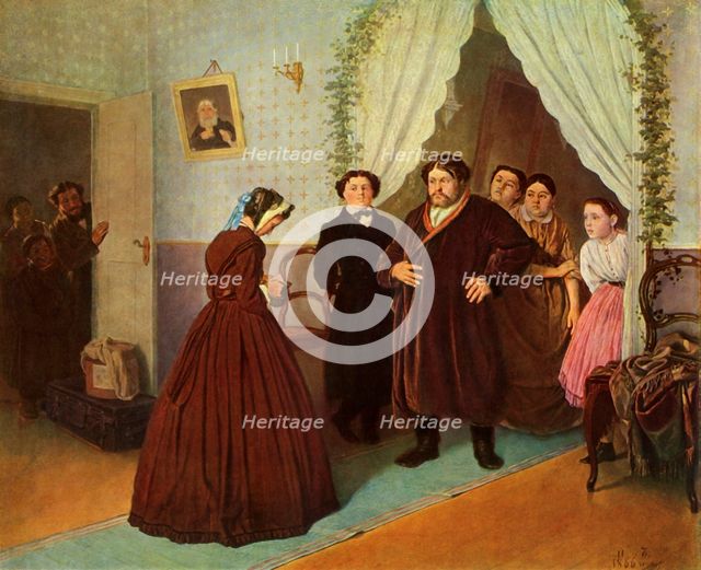 'The Governess arrives at the Merchant's House', 1866, (1965).  Creator: Vasily Perov.