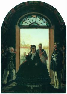 The Governess Entering the Church, 1884. Creator: Leonid Solomatkin