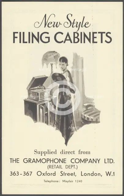 The Gramophone Company Filing Cabinets, 1920s. Artist: Wilfred Fryer