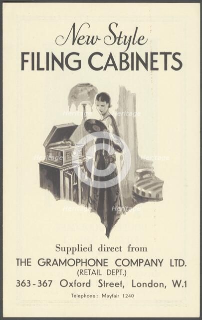 The Gramophone Company Filing Cabinets, 1920s. Artist: Wilfred Fryer