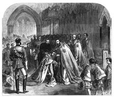 The Grand Master investing the Prince of Wales with the Order of St. Patrick...Dublin, 1868. Creator: Unknown