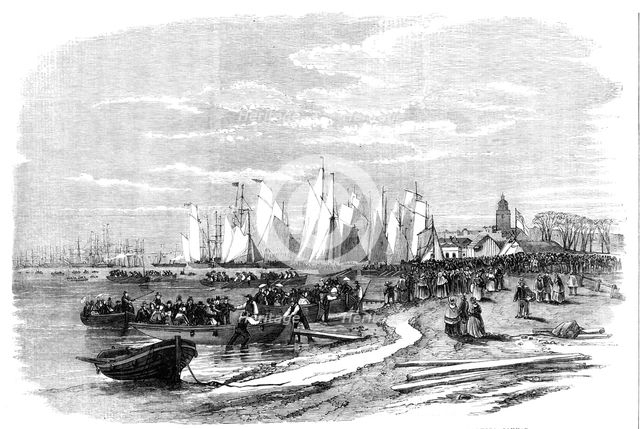 The Grand Naval Review - Yachts taking out Passengers to View the Fleet, sketched from Southsea Comm Creator: Unknown.