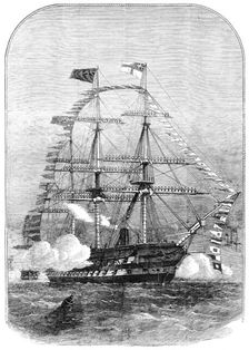 The Grand Naval Review, at Spithead: Getting under Way, and Manning the Yards, 1856. Creator: Unknown