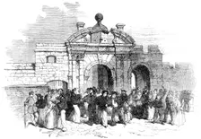 The Grand Naval Review, at Spithead: James Gate, Portsmouth - Liberty-Men Returning, 1856. Creator: Unknown