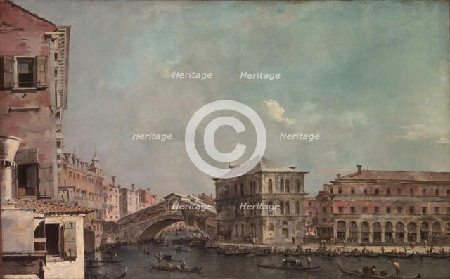 The Grand Canal above the Rialto, late 1760s. Creator: Francesco Guardi.