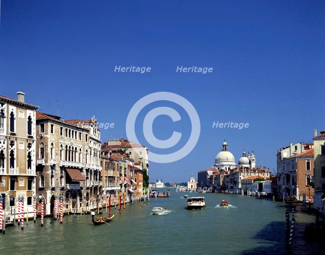 The Grand Canal and San Salute from Accademia bridge, Venice, Italy.