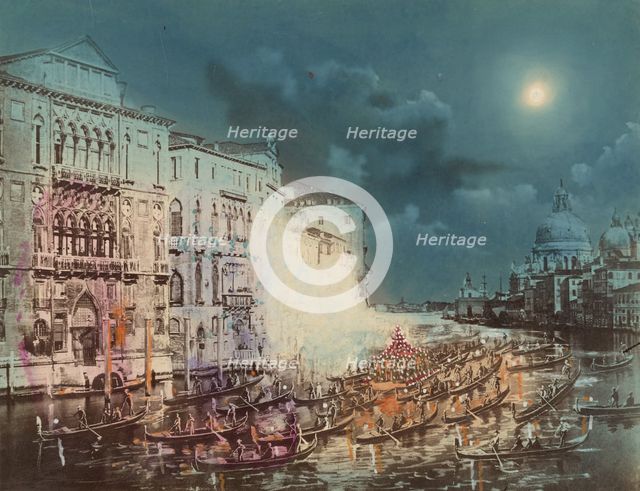 The Grand Canal during Carnival, Venice, about 1860-1880. Creator: Unknown.
