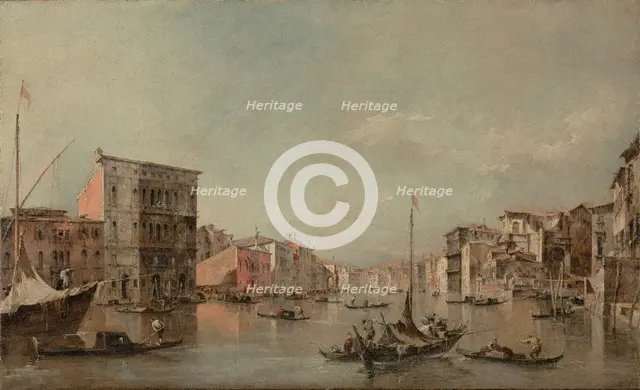 The Grand Canal in Venice with Palazzo Bembo, about 1768. Creator: Francesco Guardi.
