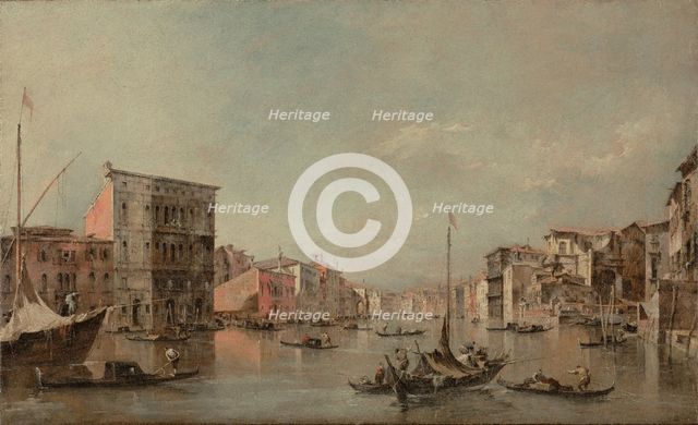 The Grand Canal in Venice with Palazzo Bembo, about 1768. Creator: Francesco Guardi.