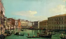 The Grand Canal, Venice, Looking South toward the Rialto Bridge, 1730s. Creator: Canaletto