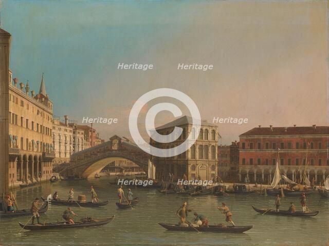 The Grand Canal with the Rialto Bridge and the Fondaco dei Tedeschi, 1707-1750. Creator: Unknown.