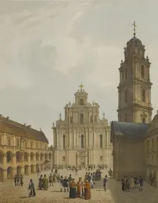 The Grand Courtyard of Vilnius University and the Church of St. Johns, c1850