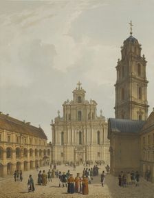 The Grand Courtyard of Vilnius University and the Church of St. Johns, c1850