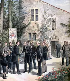 The Grand Duke Constantine of Russia visiting the house of Joan of Arc, Domremy, 1892. Creator: Henri Meyer