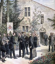 The Grand Duke Constantine of Russia visiting the house of Joan of Arc, Domremy, 1892. Creator: Henri Meyer