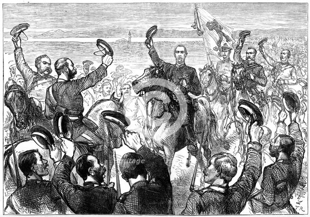 The Grand Duke Nicholas announcing the treaty of peace, San Stefano, Turkey, 19th century. Artist: Unknown