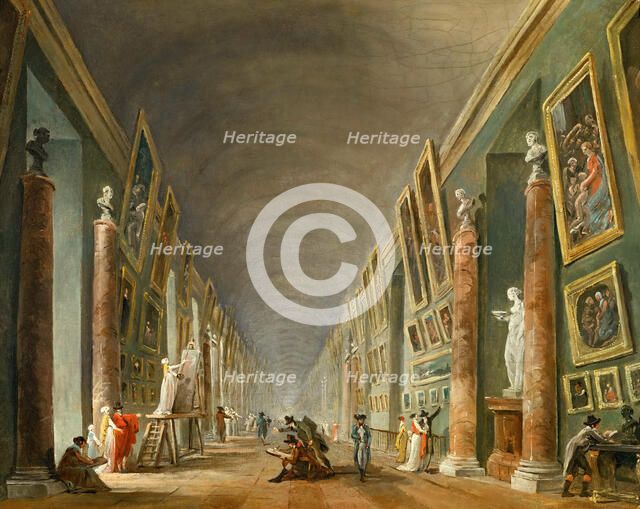The Grand Galery of the Louvre. Artist: Robert, Hubert (1733-1808)