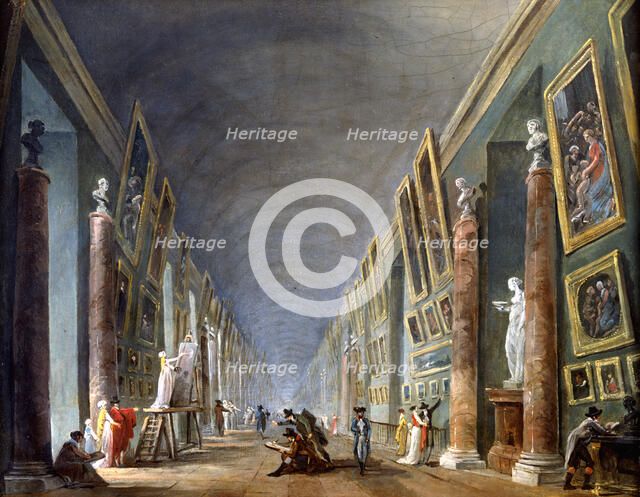 'The Grand Gallery, Louvre, Paris', 1801-1805. Artist: Robert Hubert