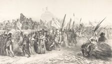 The Grand Review of the Juste-Milieu Passing La Caricature, October 30, 1832 (Gran..., October 1832. Creators: Auguste Raffet, Jean Ignace Isidore Gerard