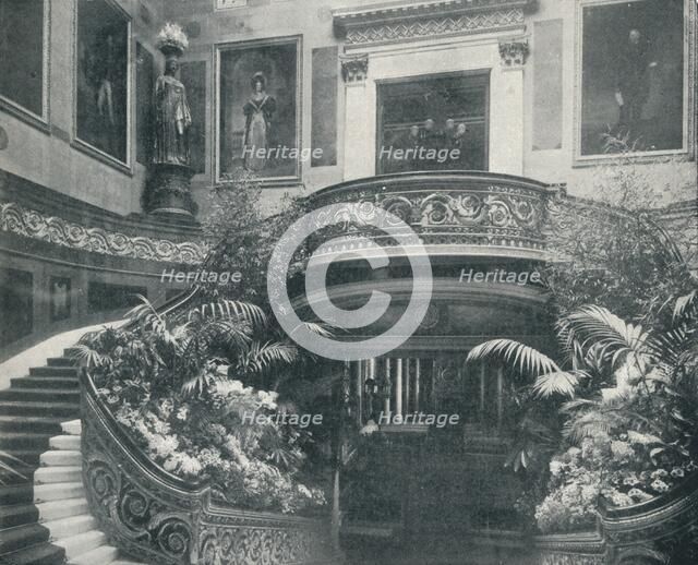 'The Grand Staircase at Buckingham Palace', c1899, (1901). Artist: HN King.
