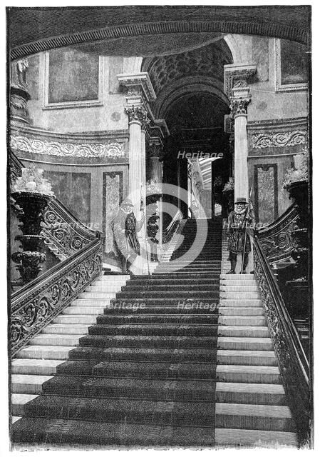 The Grand Staircase, Buckingham Palace, London, 1900. Artist: Unknown