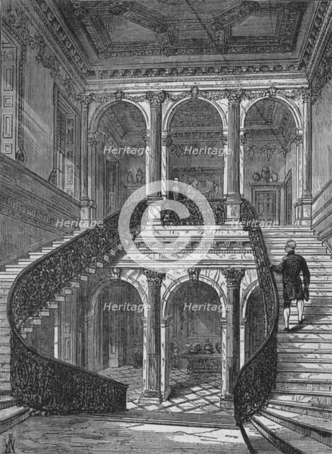 The grand staircase, Chesterfield House, Mayfair, Westminster, London, c1875 (1878). Artist: Unknown.