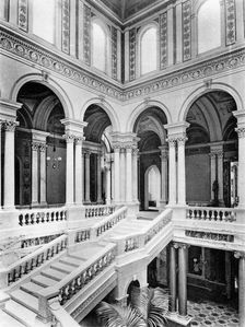 The grand staircase, Dorchester House, 1908.Artist: Bedford Lemere and Company