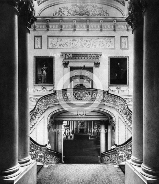 The grand staircase in Buckingham Palace, London, 1935. Artist: Unknown