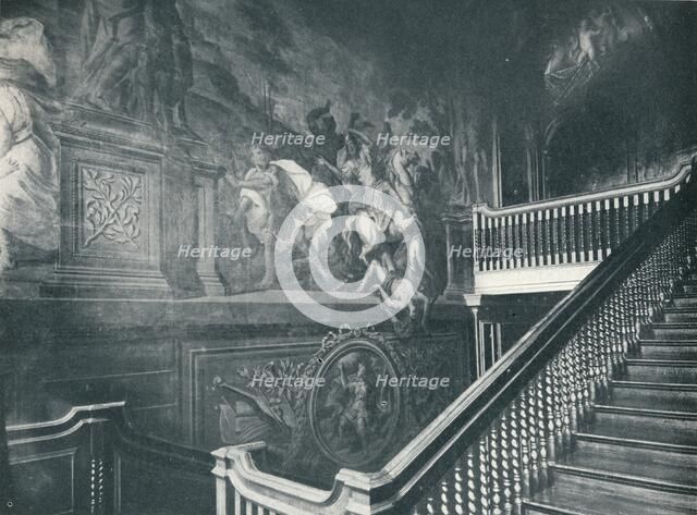 'The Grand Staircase, Showing Thornhill's Wall Paintings, Stoke Edith', c1909. Artist: Unknown.